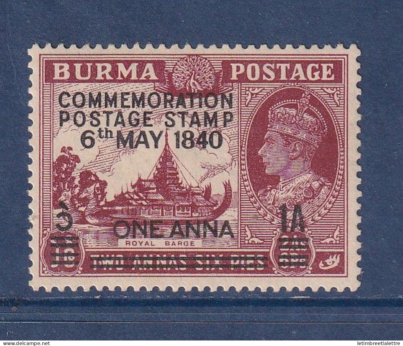 Myanmar - Birmanie -  Burma - YT n° 34 *  - neuf avec charnière - centenaire du timbre - 1940