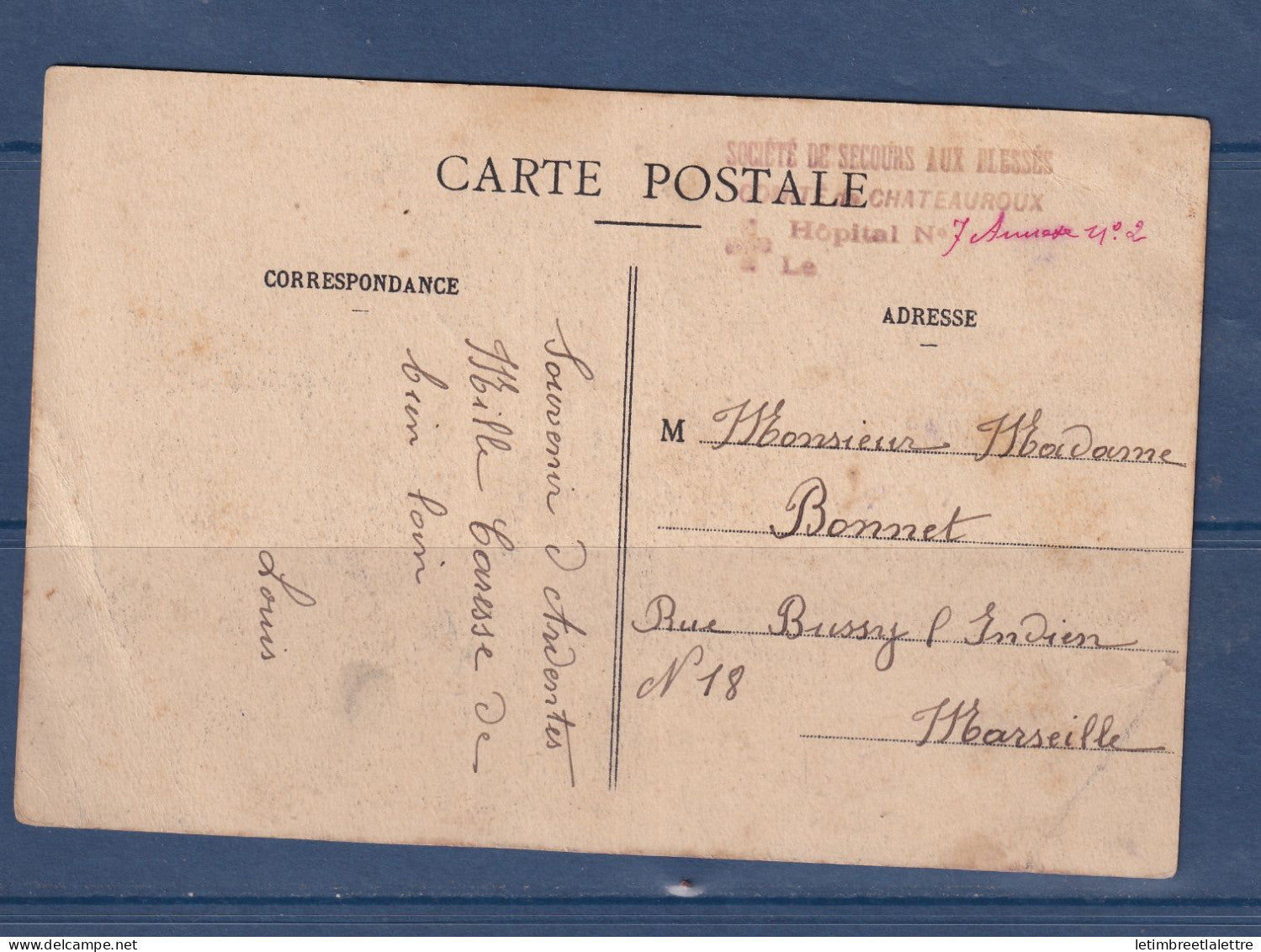 France - carte postale - croix rouge - hôpital n° 7 annexe 2