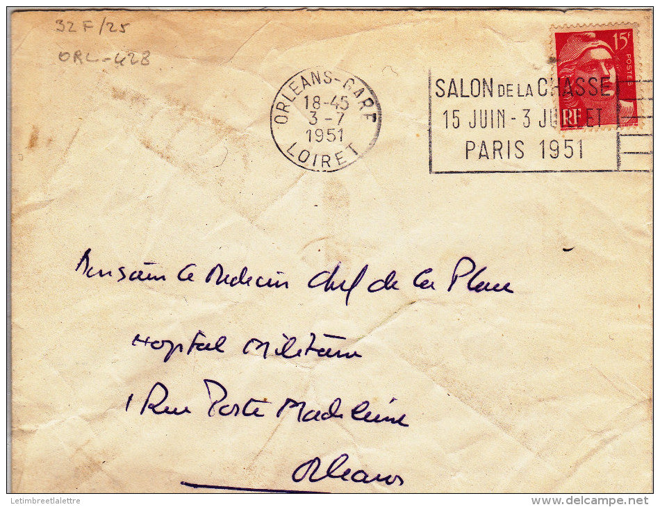 flamme, salon de la chasse 15 juin-3 juillet 1951 oblitération mécanique