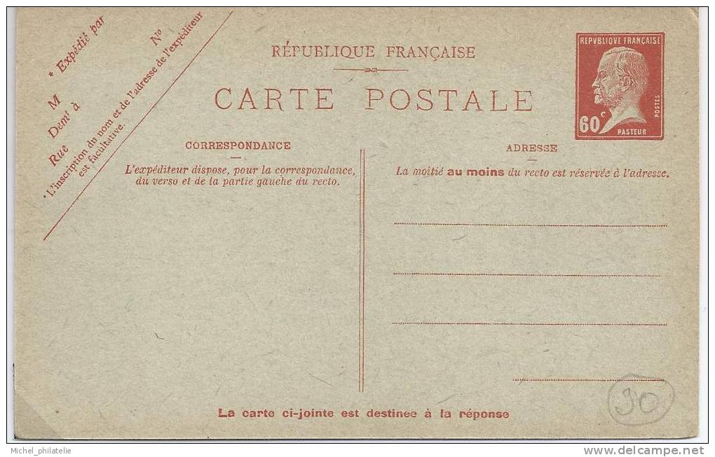 Entier postal, carte postale avec réponse payée,