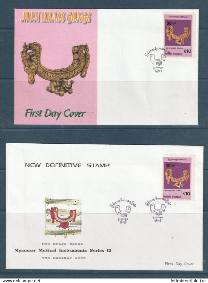 Myanmar - Birmanie - Burma - YT n° 250 - fdc premier jour instrument de musique typique - 1998
