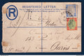 Malaisie - entier postal - Recommandé de Kampar pour la France par avion via Penang en 1905