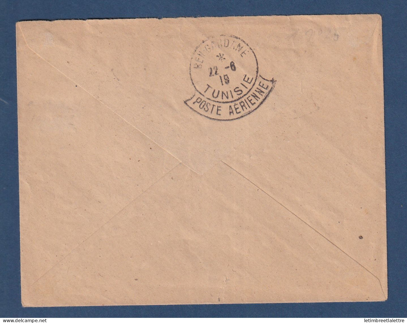 Tunisie - Poste aérienne - YT n° 1 oblitéré sur lettre de Zarzis pour Ben Gardane - 21 6 1919