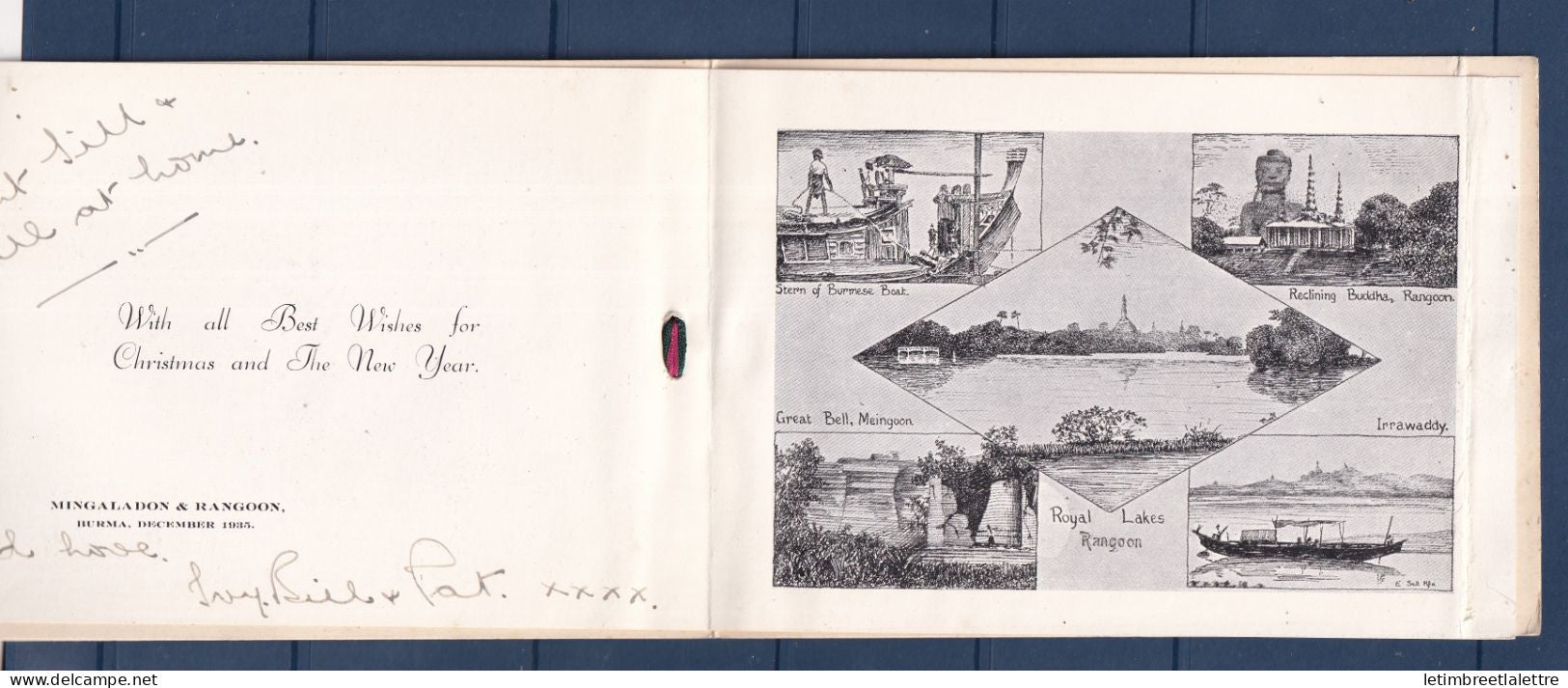 Birmanie - Burma - Carte de vœux - nouvel  an - 1935 ( Plis sur le document )