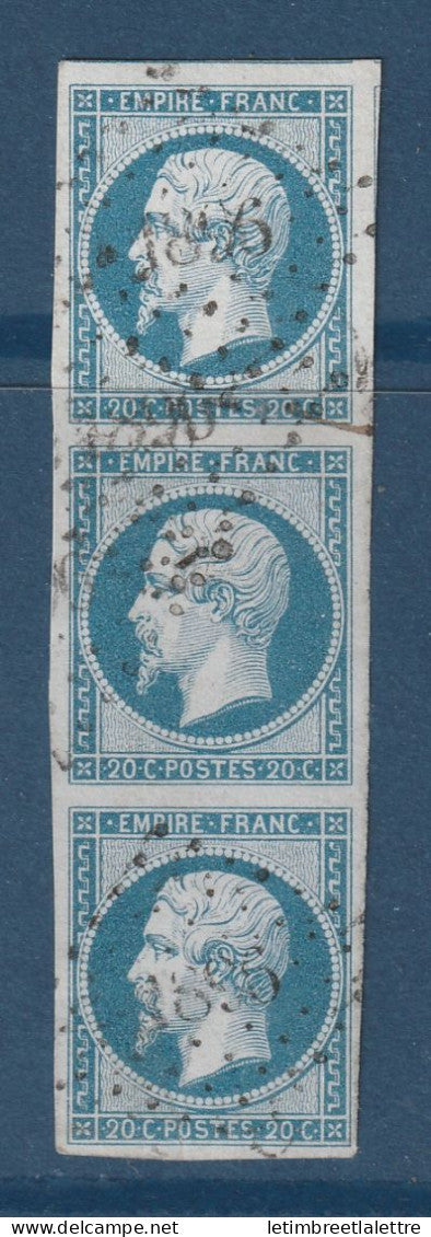 France - YT n° 14 - oblitéré - bande de 3 - 1853