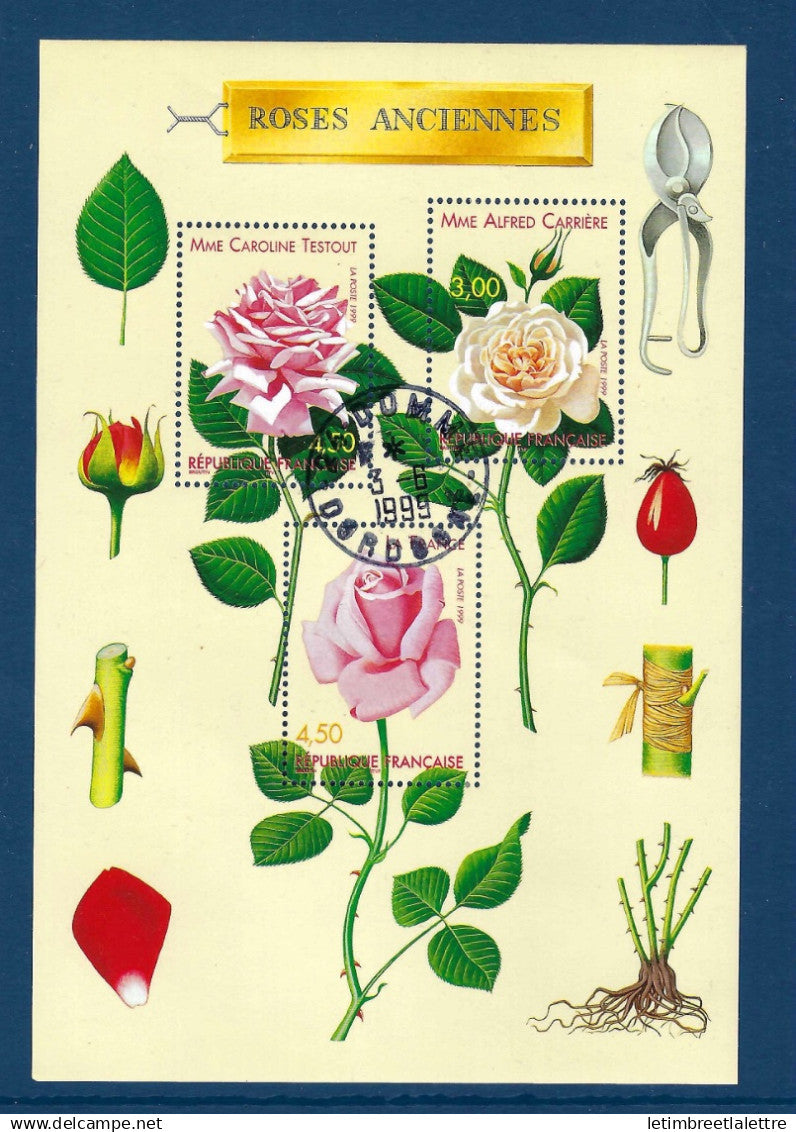 France -Bloc - YT n° 24 - oblitéré - congrès mondial de Roses anciennes - 1999