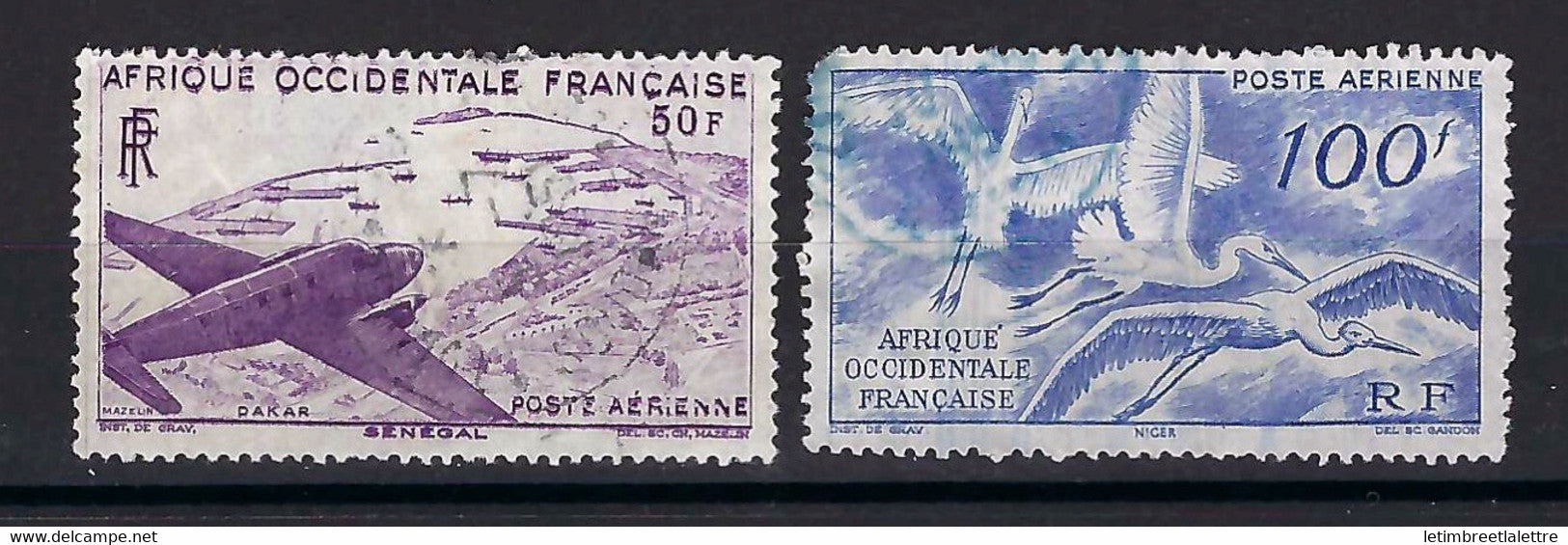 ⭐ Afrique Occidentale Française - Poste aérienne - YT n° 12 et 13  - Oblitéré - 1947 ⭐