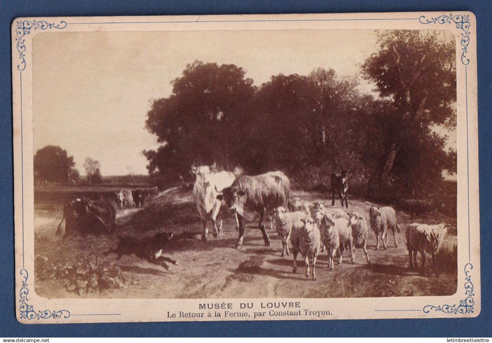 France - Carte postale - Carte photo sur cartelette - Musée du Louvre - Le retour à la Ferme par Constant Troyon