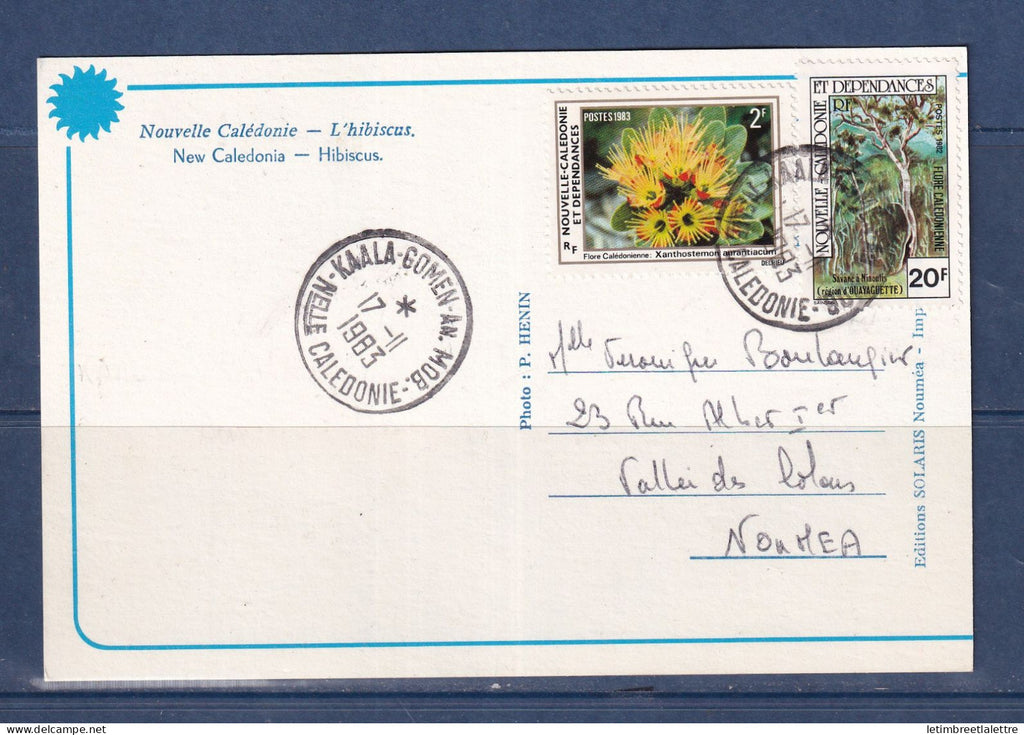 Nouvelle Calédonie - YT n° 457 et 470 Oblitéré Annexe mobile Kaala Gomen sur carte postale pour Nouméa - 1983