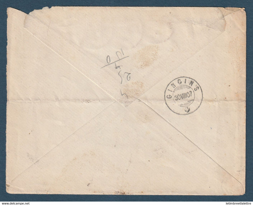⭐ France - Lettre taxée pour la Suisse à 30 centimes - entête Grains et fourrages M. Challe - 1907 ⭐