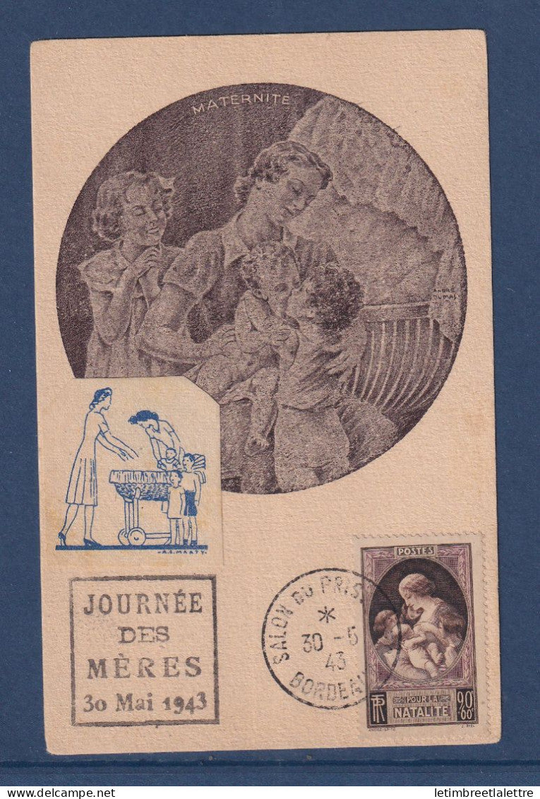 France - carte maximum - YT n° 441 oblitéré salon du prisonnier - Journée des mères - 1943