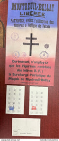France - Libération - Montreuil Bellay - affiche et 3 entiers - RF renversé - 1944