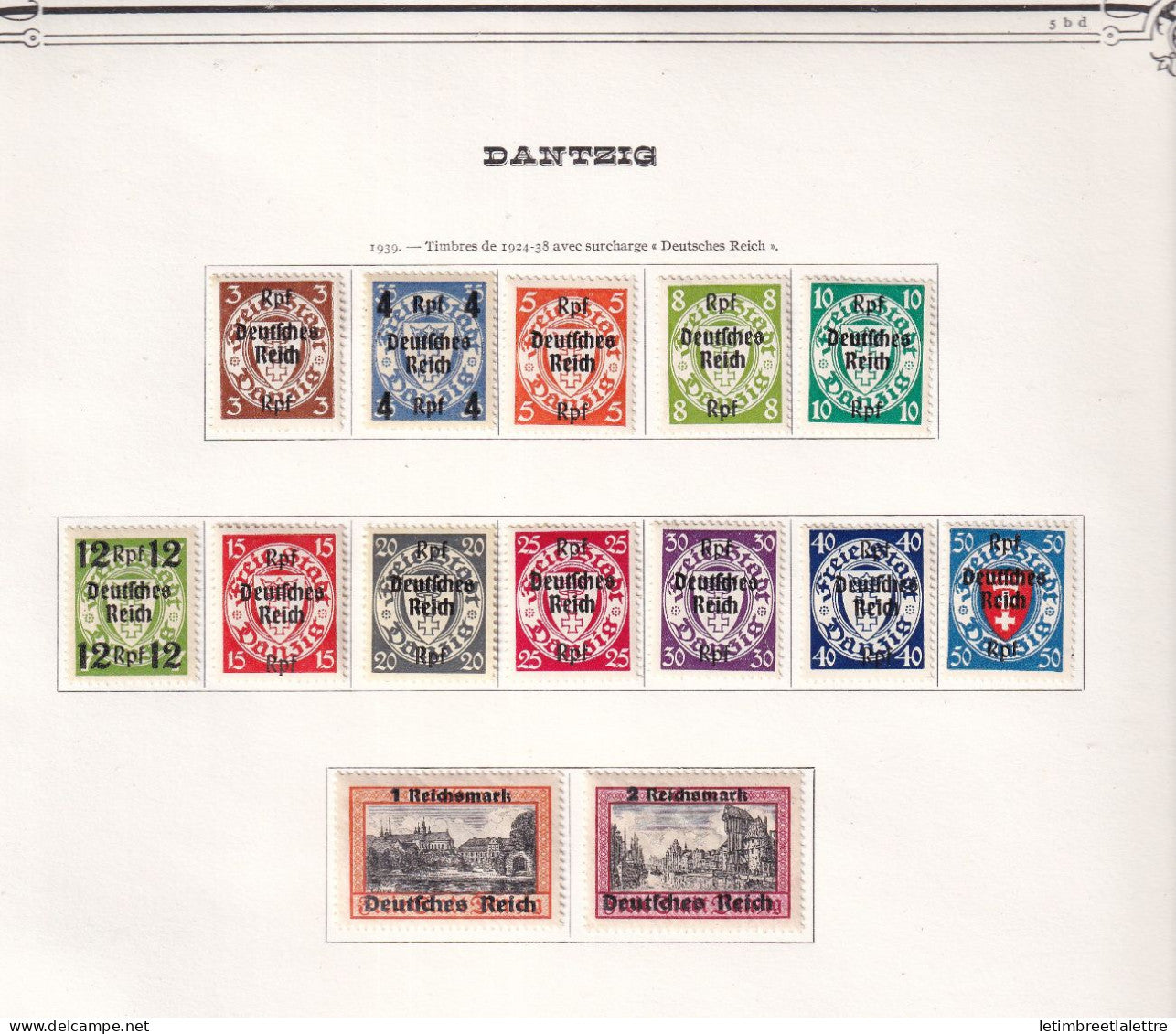 Dantzig - collection à la Page - * Neuf avec charnière - surcharge Deutsches Reich - 1939