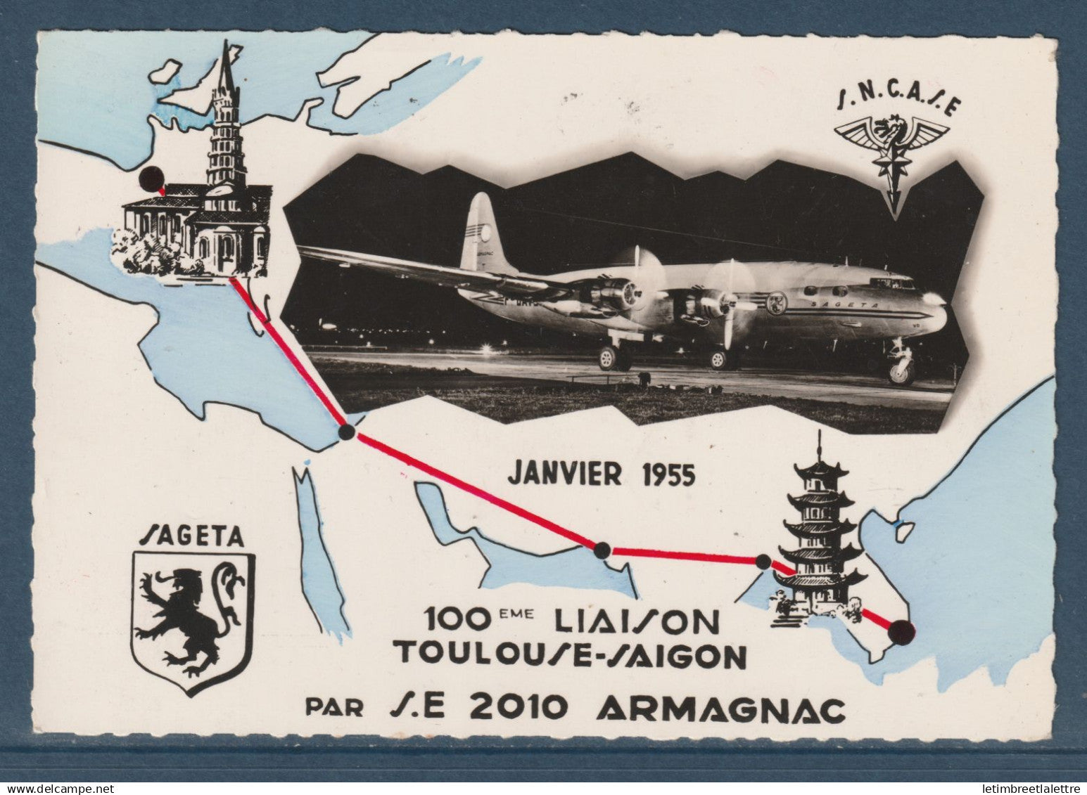 France - 100 -ème liaison Toulouse Saigon par se 2010 armagnac - 1955