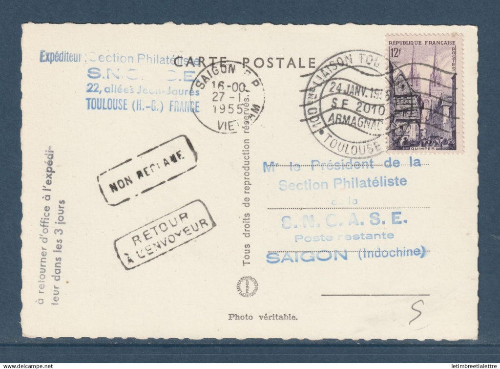 France - 100 -ème liaison Toulouse Saigon par se 2010 armagnac - 1955