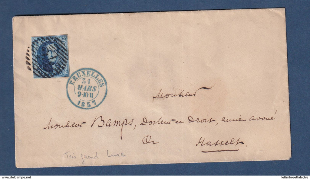 Belgique - YT n° 7 - Superbe lettre de Bruxelles en 1857