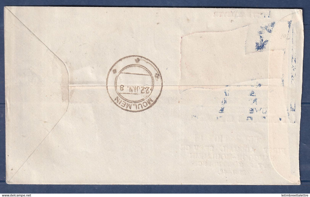 Myanmar - Birmanie - Burma - gouvernement intérimaire - FDC premier jour - first air mail Rangoon Moulmein - 1948