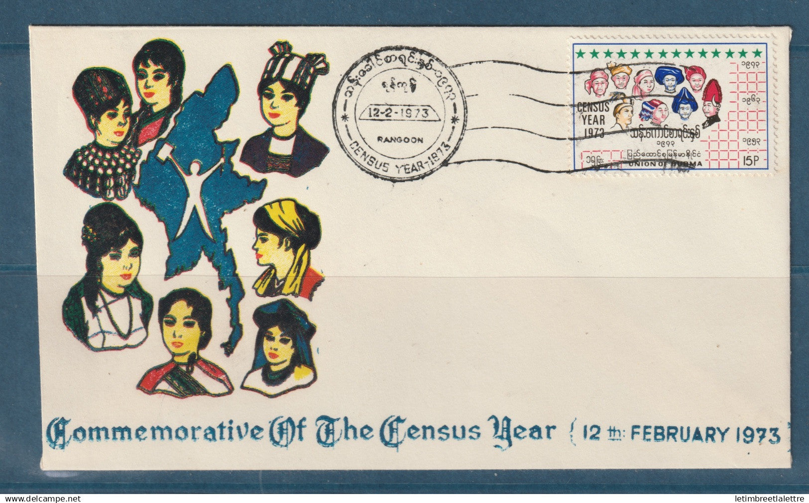 Myanmar - Birmanie -  Burma - YT n° 145 - FDC premier jour commemorating of the census Year - 1973