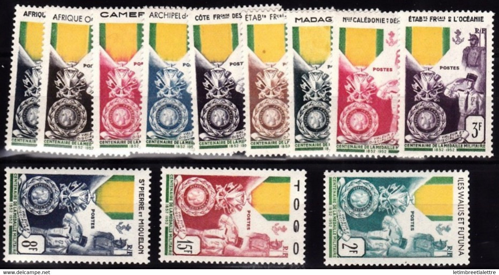 ⭐ Grande série Coloniale - Centenaire de la médaille militaire - Neuf charnière - 1952 ⭐