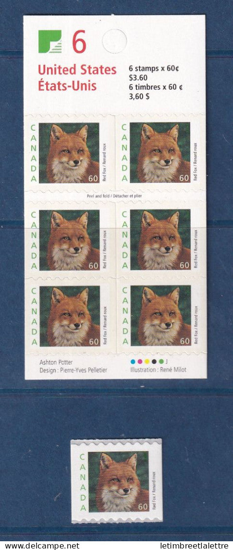 Canada - YT n° 1830 ** et carnet C 1830 - neuf sans charnière - Renard - 2000