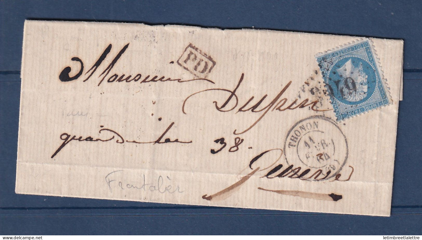 France - YT n° 22 Tarif Frontalier pour la Suisse - 1864