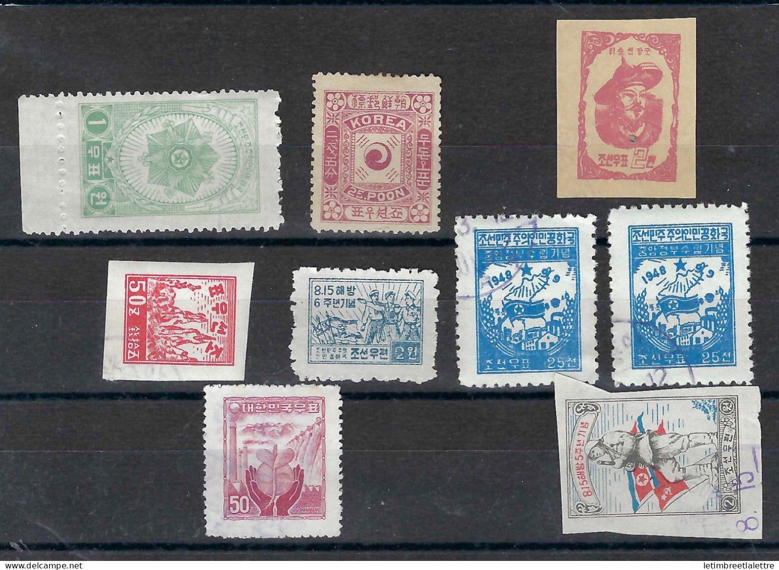 Corée du Nord - Lot de timbres - dont YT n° 25 a - 1950 1951