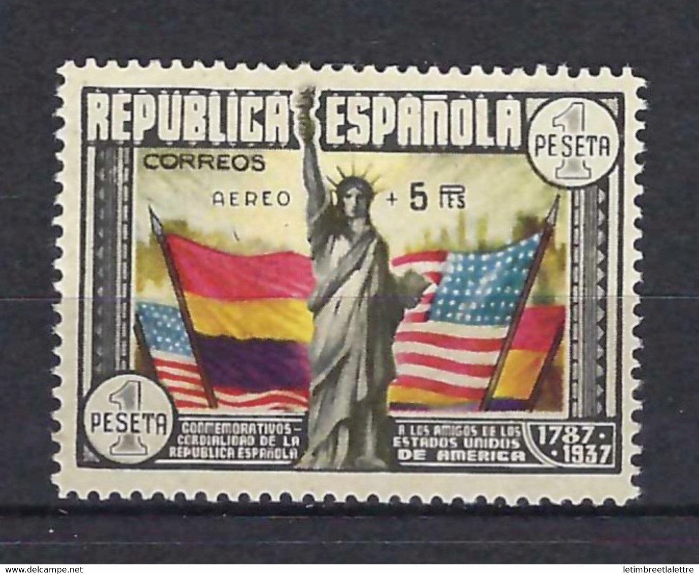 ⭐ Espagne - Poste Aérienne - YT n° 194 * - Neuf avec charnière - 1938 ⭐