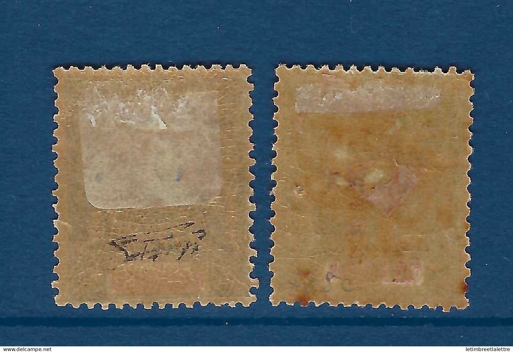 Réunion - YT n° 54 A et 55 A * - neuf avec charnière mais rousseur sur 55 A - 1901