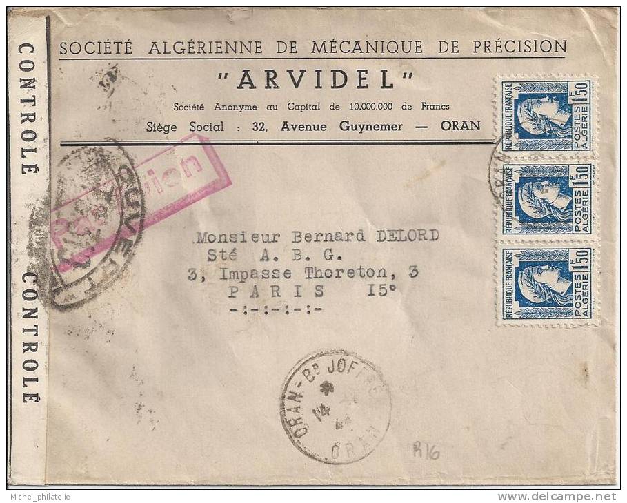 Conrrespondance censurée, par avion