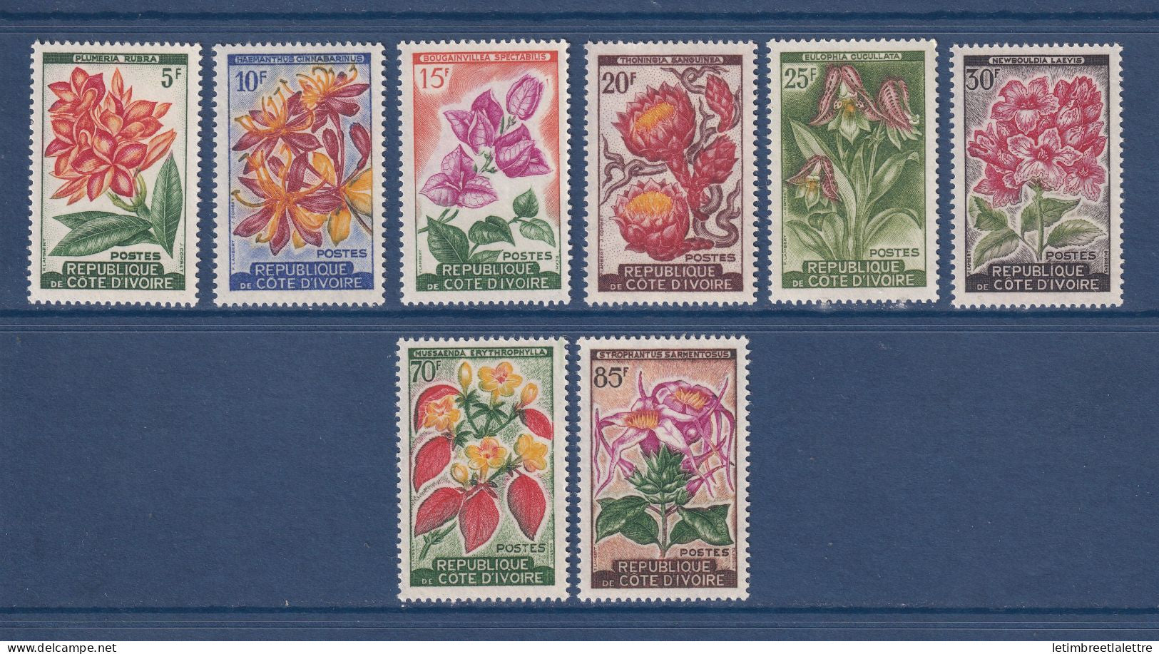 Côte d'Ivoire - YT n° 192 A à 198 ** sans charnière - fleurs - 1961 1962