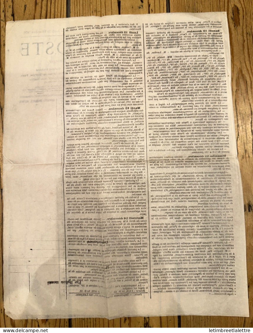 France - Journal le Ballon Poste - neuf - le n° 14 du jeudi 15 Décembre 1870