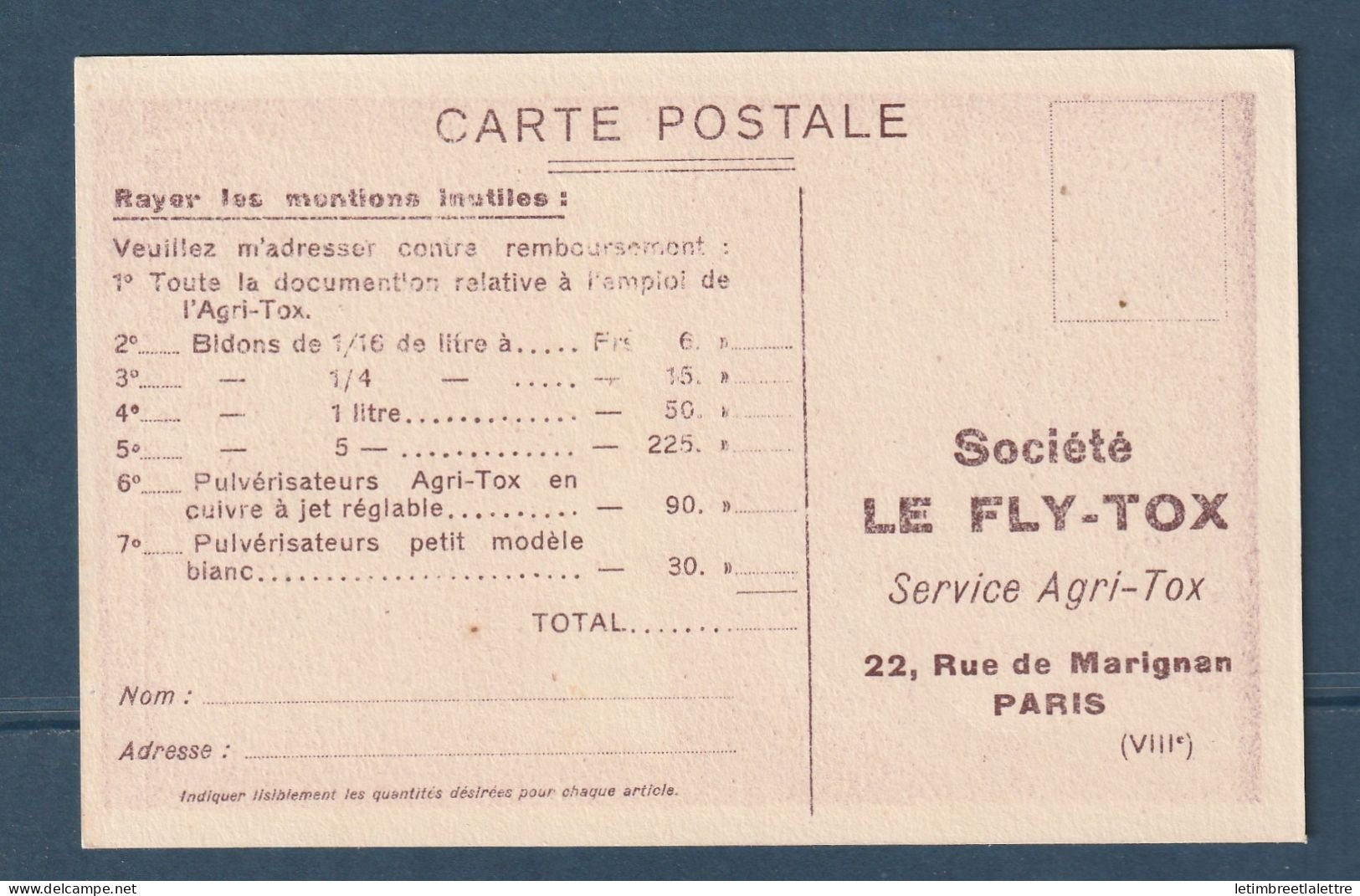 France - Carte postale - CPA - Publicité - Acri Tox - Fly Tox
