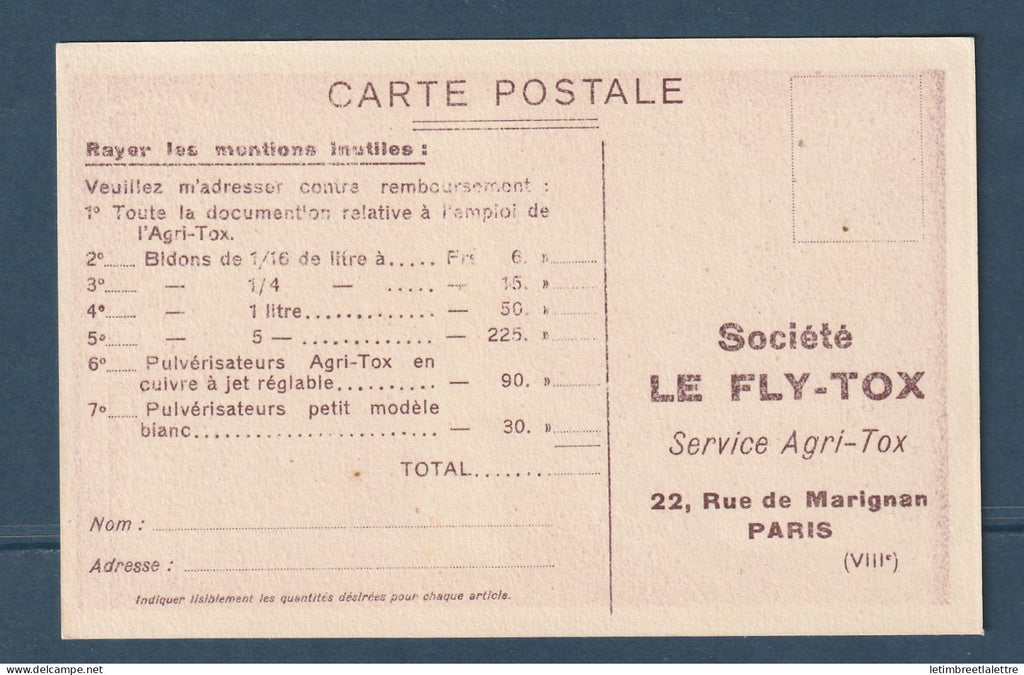 France - Carte postale - CPA - Publicité - Acri Tox - Fly Tox