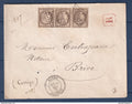 France - YT n° 56 - lettre en recommandé d'Alger ( Algérie )  Gros Chiffre GC 5005 pour Brive en 1873