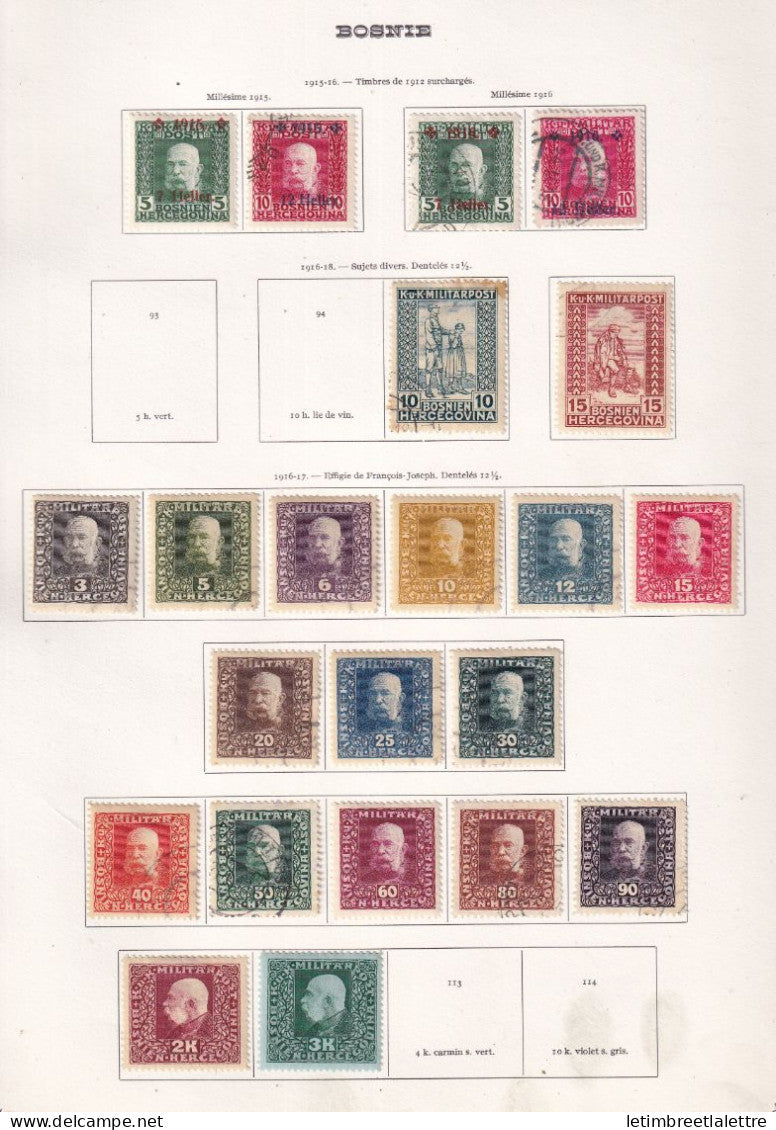 Bosnie - collection à la Page - * Neuf avec charnière et oblitéré - 1915 1917