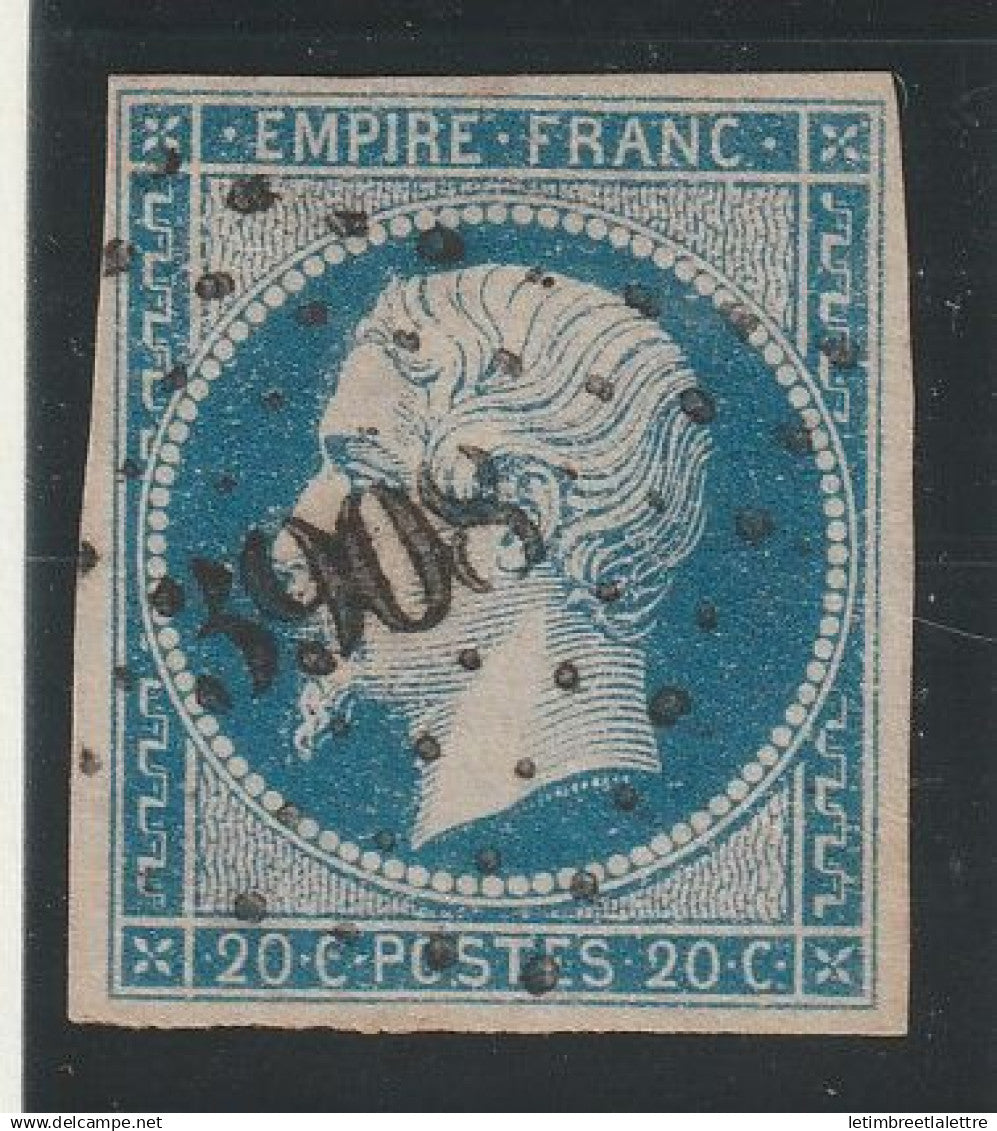 France - YT n° 14 oblitéré PC petit Chiffre 3908 - Lamonzie Saint Martin - Signé
