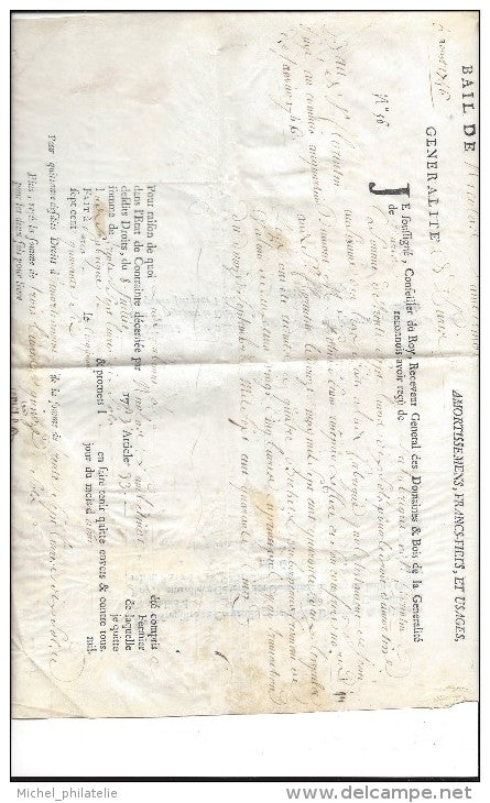 Généralité sur parchemin, Département 89 le 5 Aout 1746