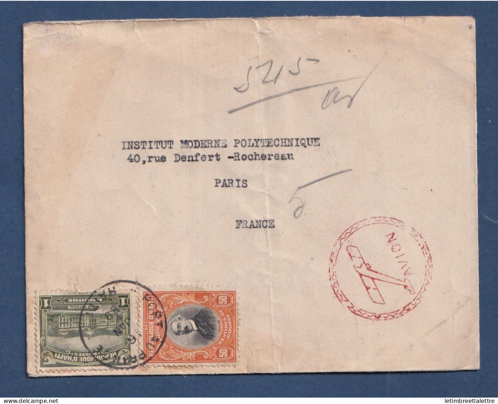 Haïti - Fort de France pour Paris par avion via New York - 1929