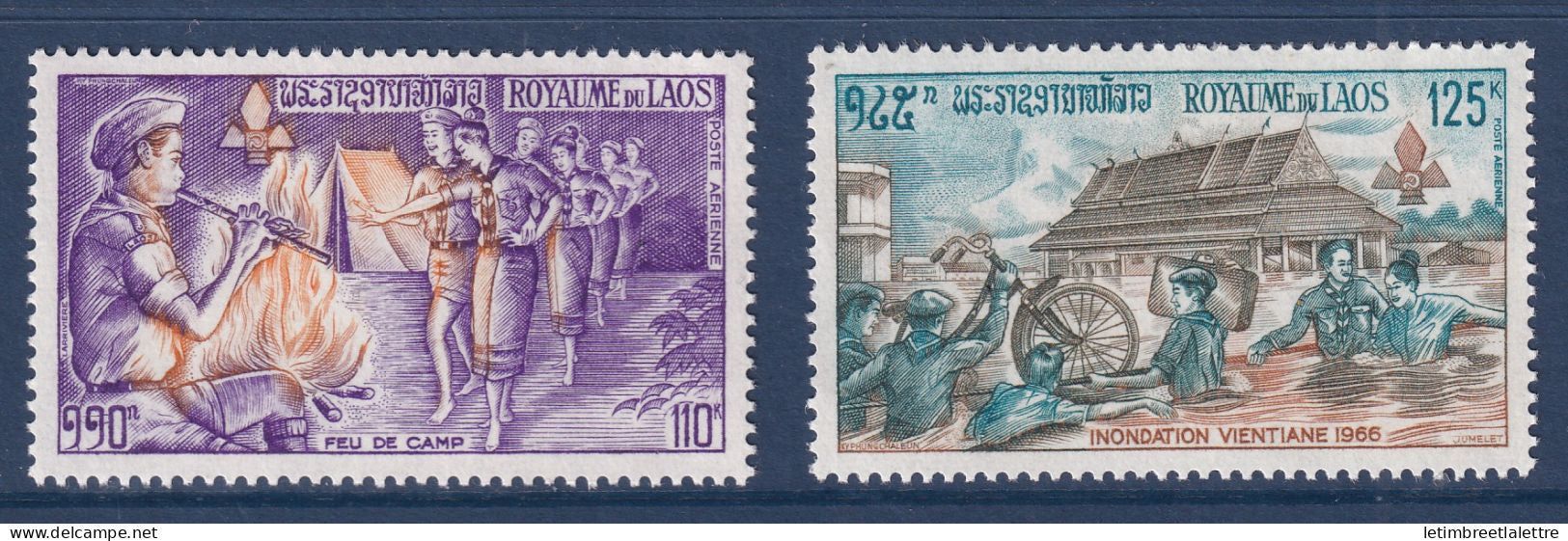Laos - Poste aérienne - PA YT n° 106 et 107 ** - Neufs sans charnière - scouts du Laos - 1973