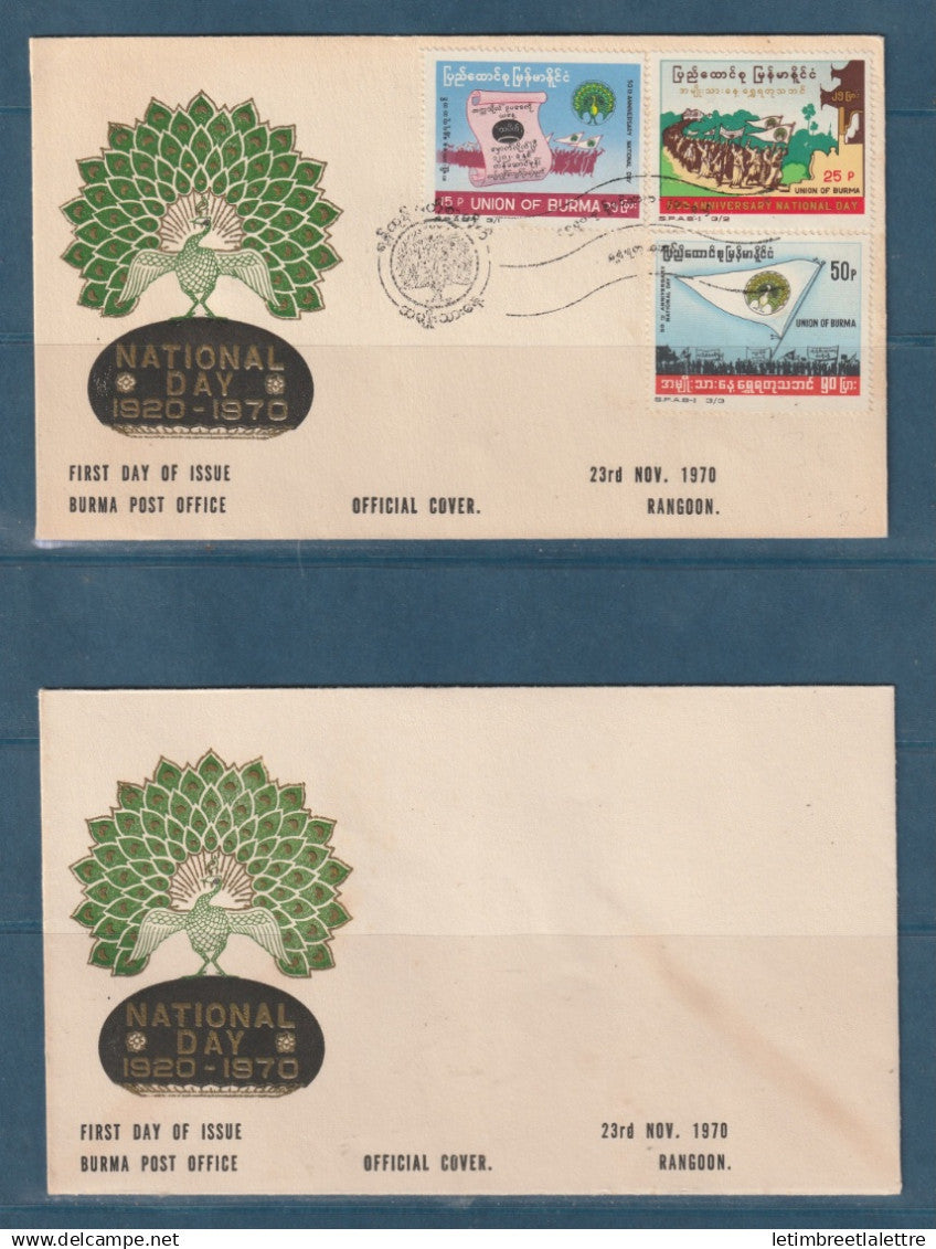 Myanmar - Birmanie -  Burma - YT n° 132 à 134 - FDC premier jour National Day - Journée nationale   - 1970