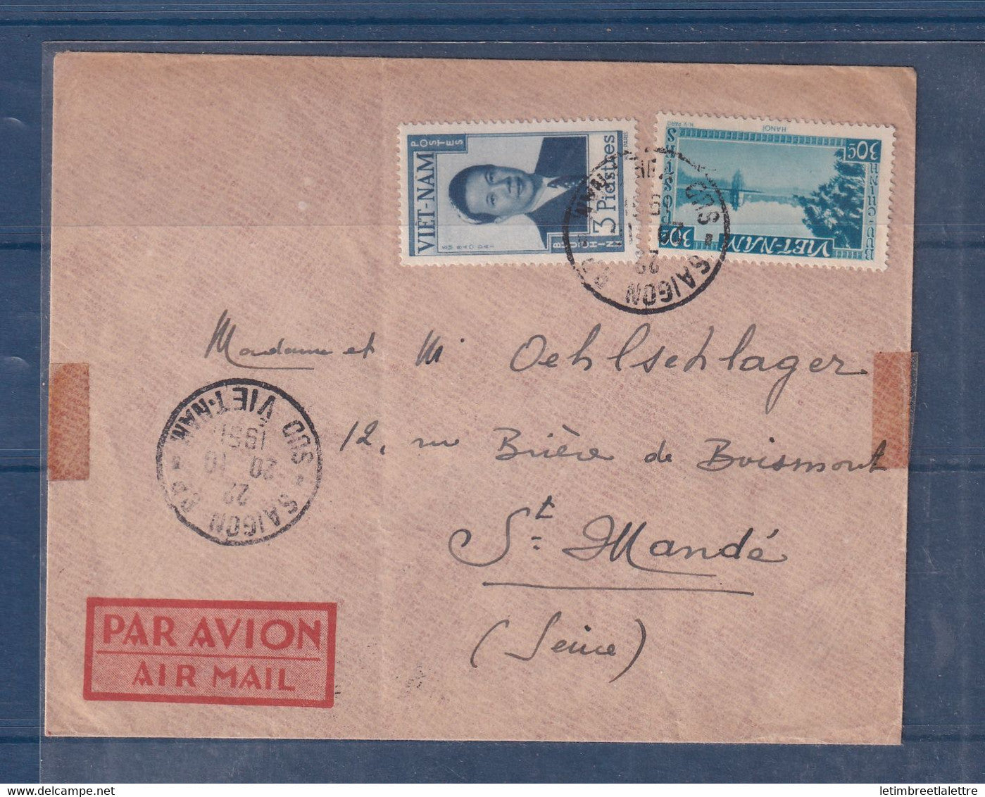 ⭐ Vietnam - Saïgon pour Saint Mandé en 1951 ⭐