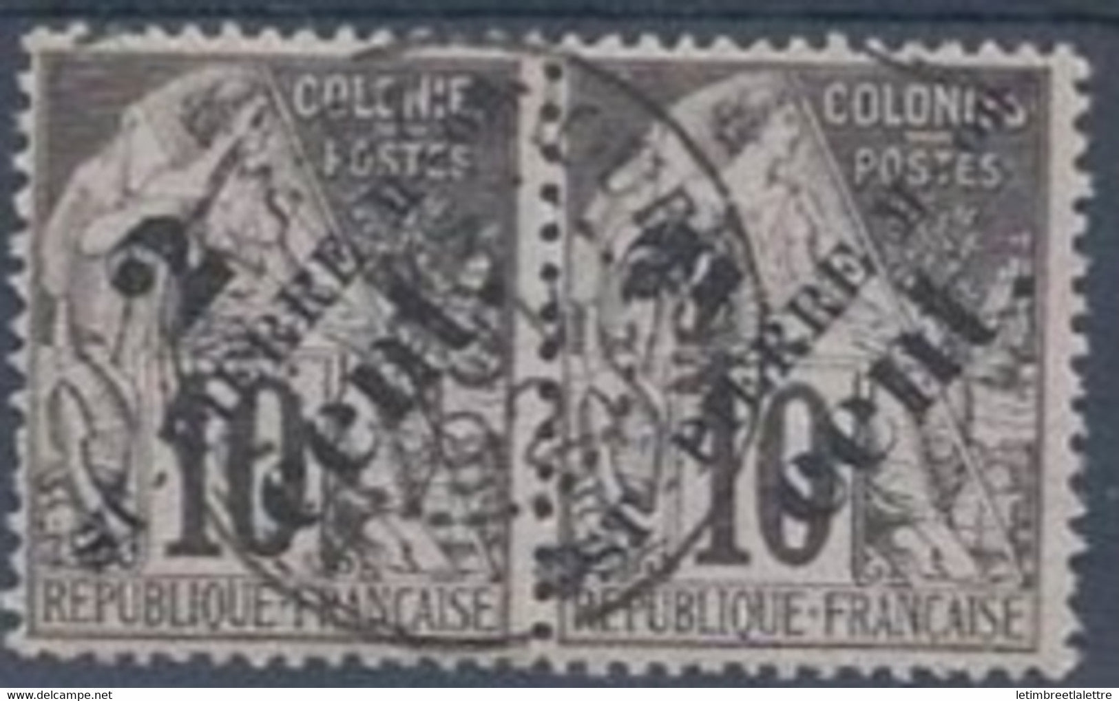 ⭐ Saint Pierre et Miquelon - YT N° 38 - Oblitéré - en paire avec très belle oblitération - 1891 / 1892 ⭐