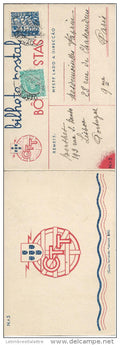 Portugal N°579 + 581 Oblit Lisbonne ( Déc 1936 ) sur carte double en couleurs du nouvel an