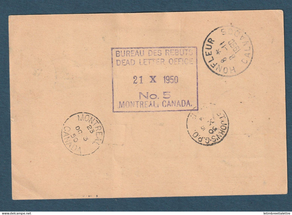 France - Première liaison aérienne Paris Montréal - retour à l'envoyeur - 1950