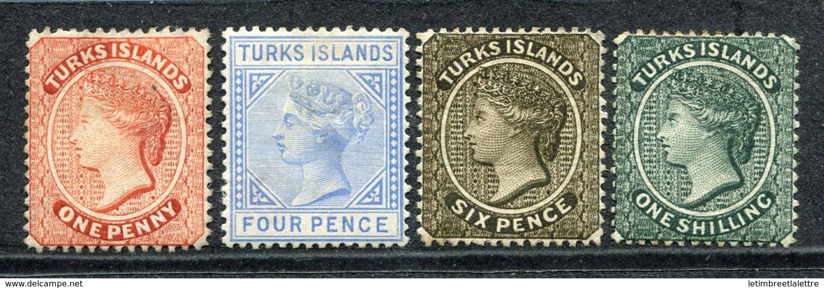 Turks et Caïques - Occupation Britannique - N° 17 à 20 * - Neuf sans gomme - RARE