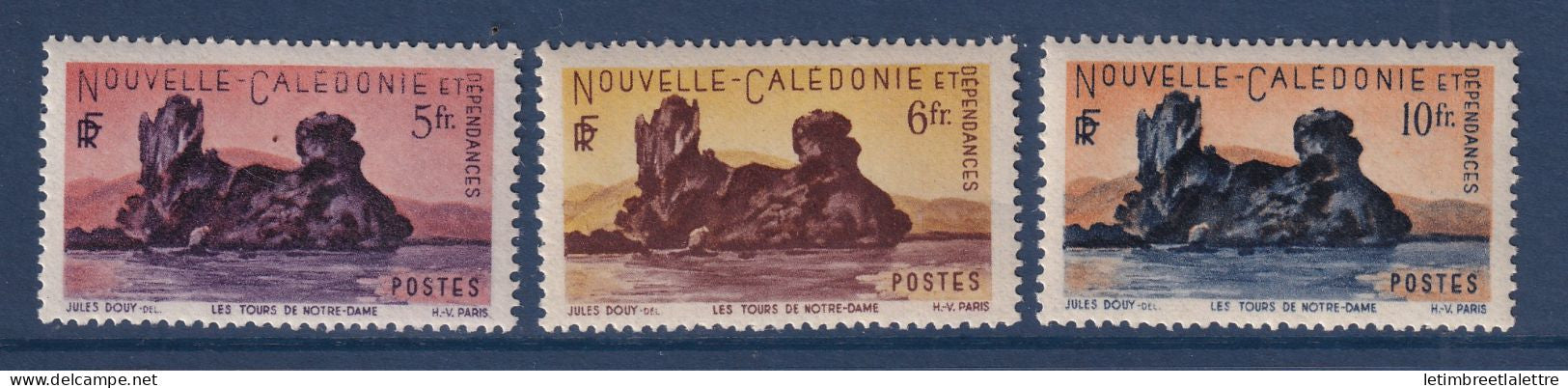 Nouvelle-Calédonie - YT n° 272 à 274 ** - Neufs sans charnière - Tours de Notre-Dame à Hienghène - 1948