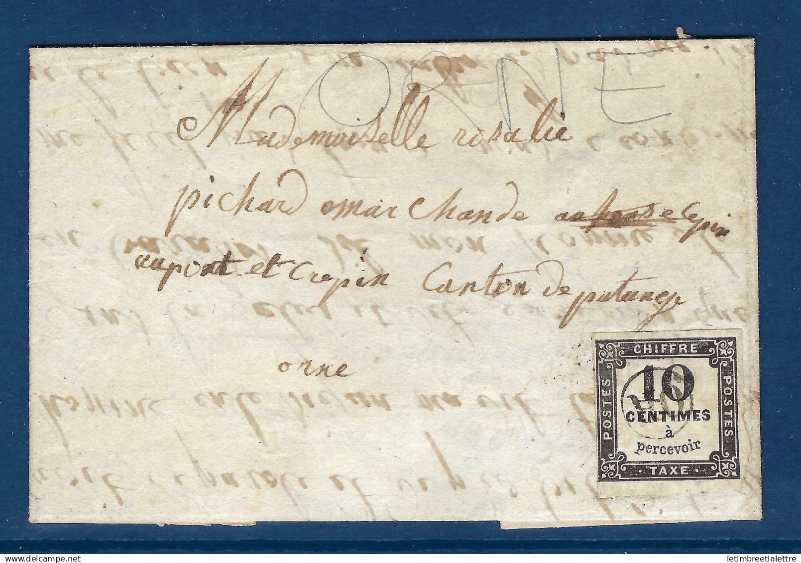 France - Taxe - YT n° 2 sur lettre taxée de l'Orne - 1861