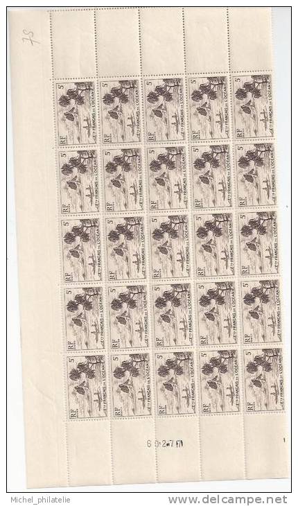 Océanie N° 195 ** planche de 25 timbres, numeroté