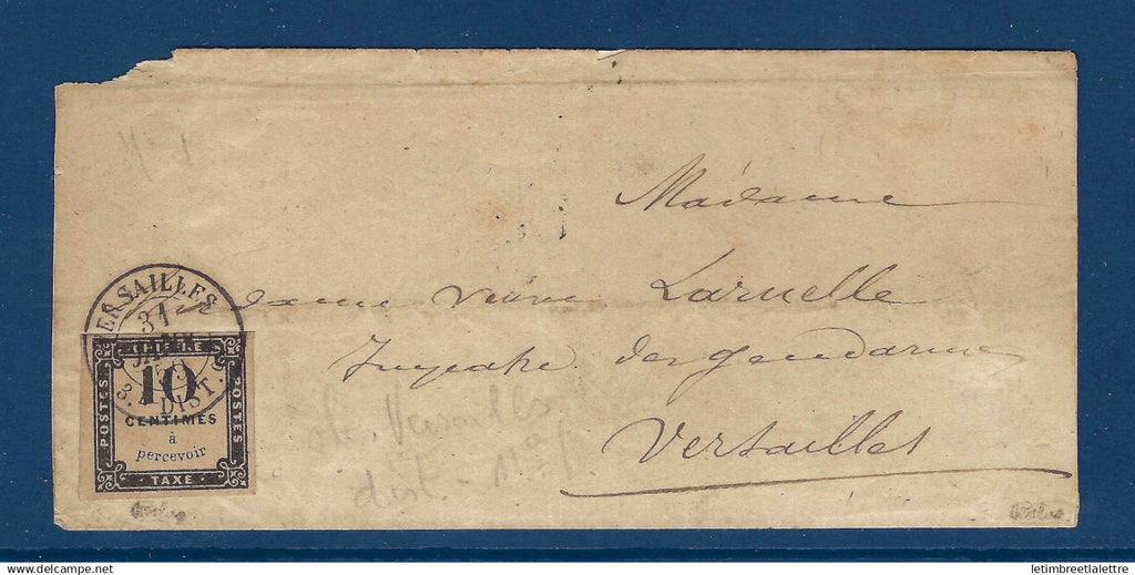 France - Taxe - YT n° 1 sur lettre taxée - T 15 Versailles 3 ème distribution - Signé Calves - 1859