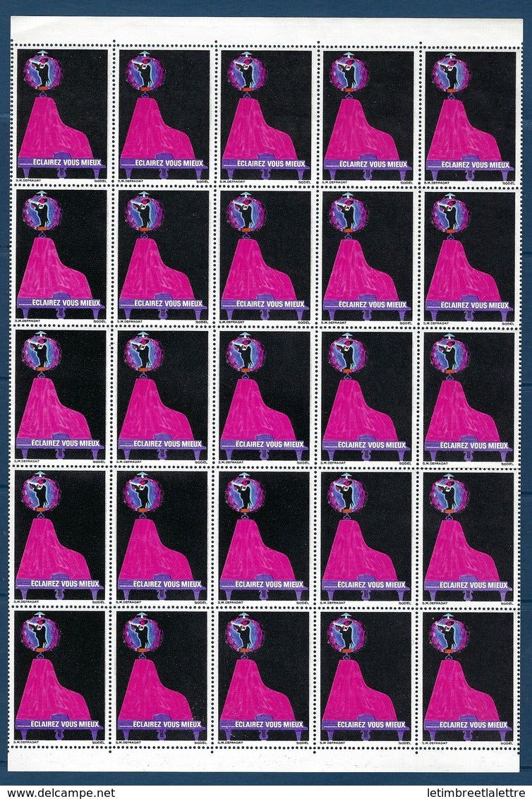 France, Erinnophilie, Vignette, Feuillet de 25 Vignettes ( Eclairez vous mieux ) TB